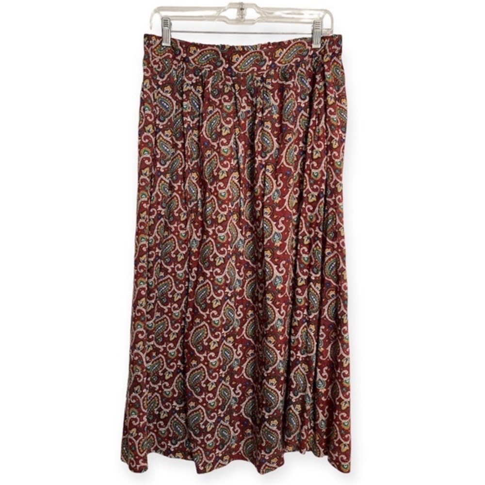 Vintage 70s KAZZ NY Paisley Maxi Skirt USA Boho Coastal Cowgirl Festival Size 10
